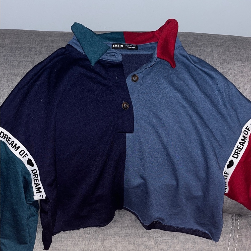 SHEIN Multicolor Cropped Polo Shirt